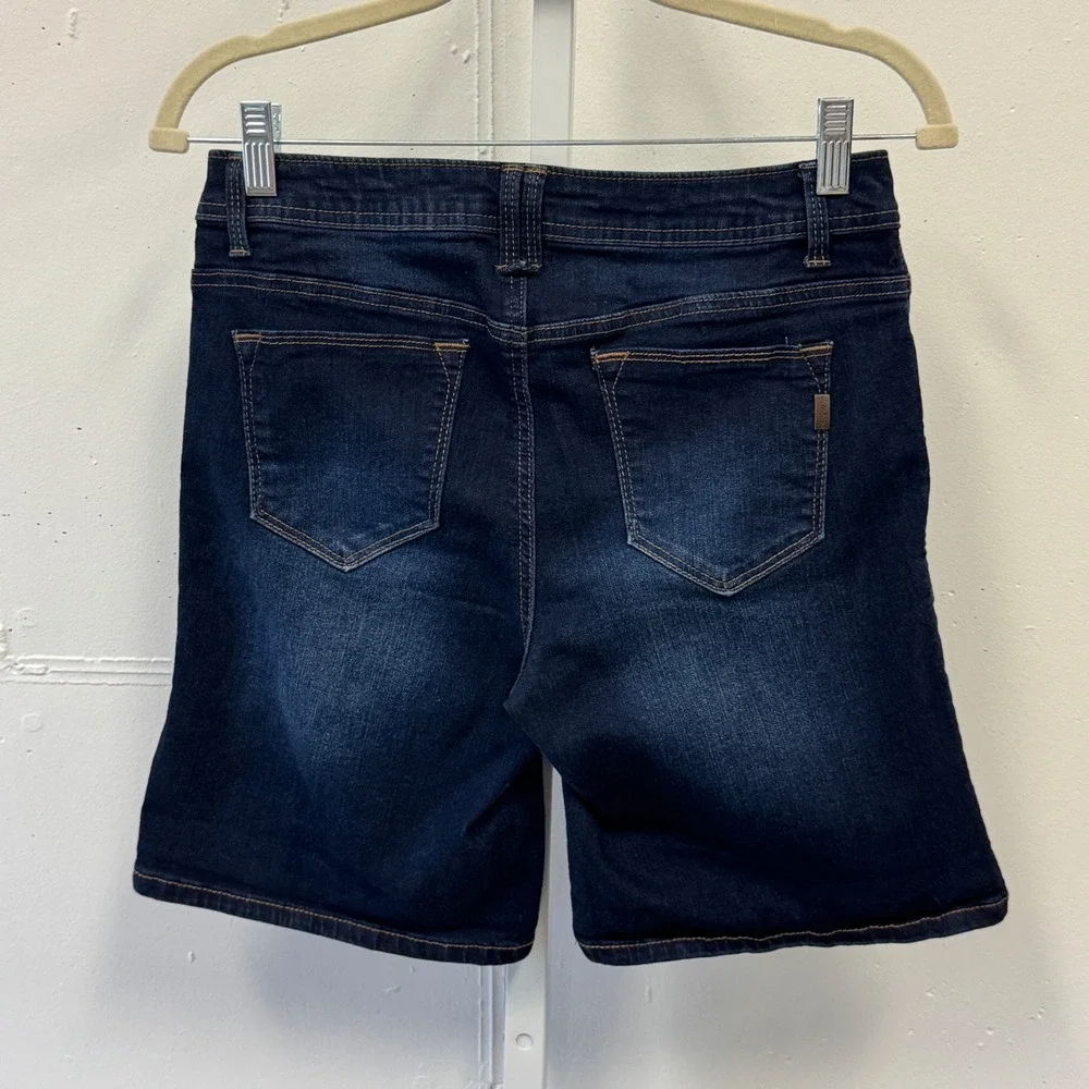 1822 Denim Womens Size 8 Dark Wash Stretch Bermuda Jean Shorts Mid Rise Festival